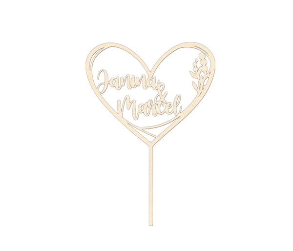 Cake Topper Herz personalisiert Hochzeit Kuchenstecker - 15-25 cm