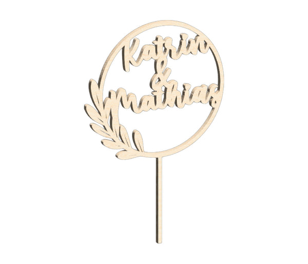 Alsino Cake Topper mit Namen - Naturholz Dekoaccessoire Kuchen Torte