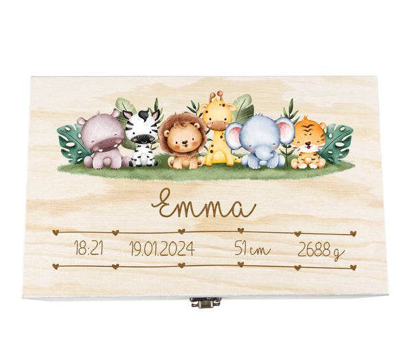 Alsino Geschenk zur Geburt Baby Erinnerungsbox personalisiert Geschenke Holzkiste