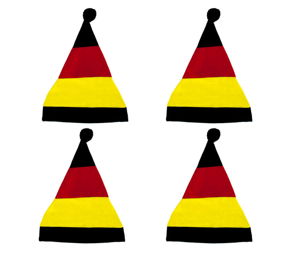 Weihnachtsmann Mützen Sets Weihnachtsmütze Deutschland mit Bommel Fußball Fanartikel Erwachsene - Stretch Nikolausmütze schwarz rot gold