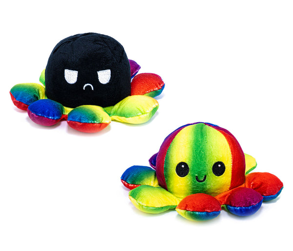 Stimmungs-Octopus, Kuscheltier, Wende-Plüschtier, Octopus doppelseitig Spielzeug für Kinder, Erwachsene Plüschfigur