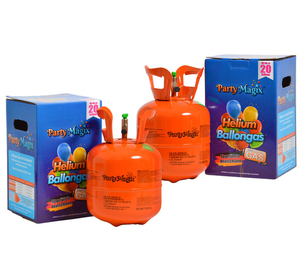 PartyMagix Helium Premium Ballongas 2er Set - Abgefüllt in Deutschland - für 20 und 30 Ballons Flasche Gasflasche Ballon Geburtstag Deko Party Hochzeit