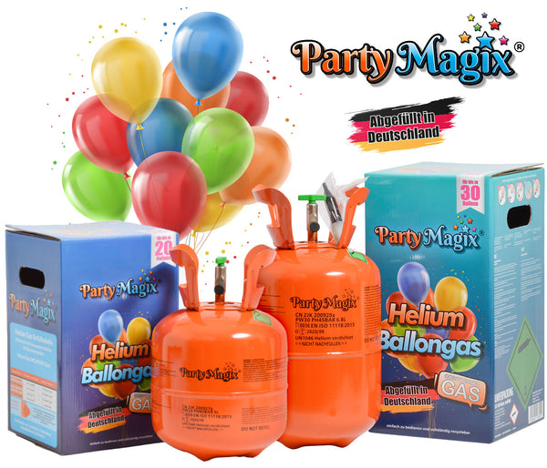 PartyMagix Heliumgasflasche Heliumgas für 20 und 30 Ballons Helium Flasche Gasflasche Balloon Gas Ballongas Einweg