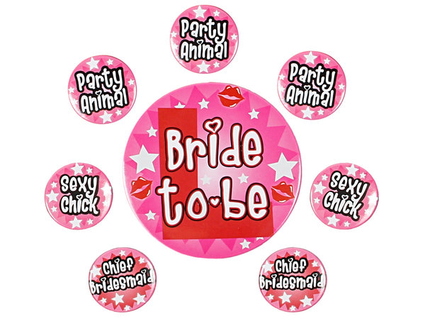 8 Party Pins JGA Anstecker Bride to be