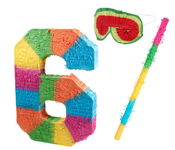 Alsino Pinata Set Zahlen Schlag-Pinata Maske Geburtstag - Piñata zum Befüllen für Partys Kinder-Geburtstage Spiel zum Aufhängen