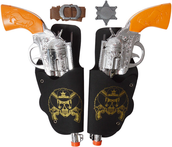 Revolver mit Holster – Spielzeug Pistole für Kinder & Erwachsene – Western Kostüm Zubehör für Cowboy, Sheriff & Wilder Westen – Karneval, Fasching & Mottoparty – Kunststoff Revolver im Holster