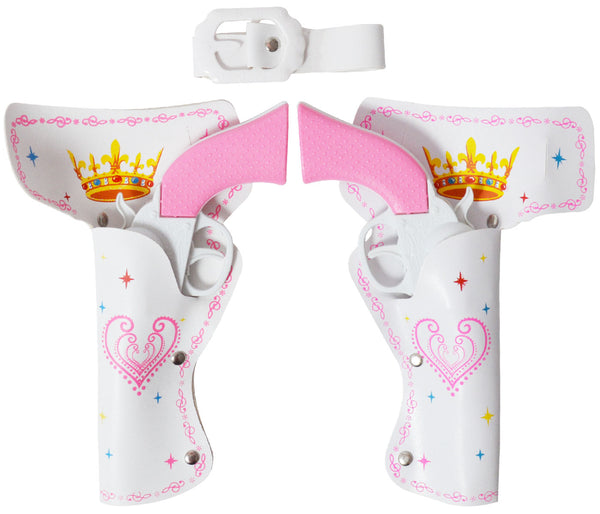 Cowgirl Set für Mädchen Pink 2x Revolver Pistole 2x Halfter Holster Gürtel Kostüm Zubehör Karneval Jga Fasching