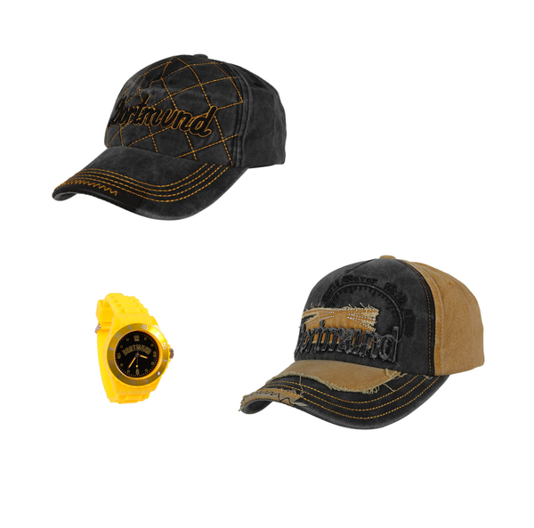 Dortmund Fan Set Basecap plus Armbanduhr Fanartikel Fanset Outfit Mütze Uhr Stadion Accessoires