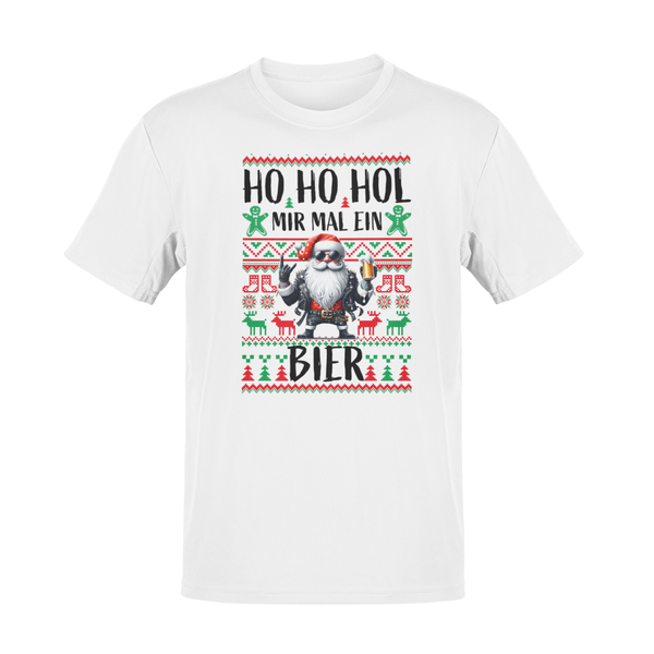 Alsino Ho Ho hol Bier Weihnachten T-Shirt Herren Damen Frohe Weihnachten Shirt Xmas TShirt Merry Christmas - 100 % Baumwolle