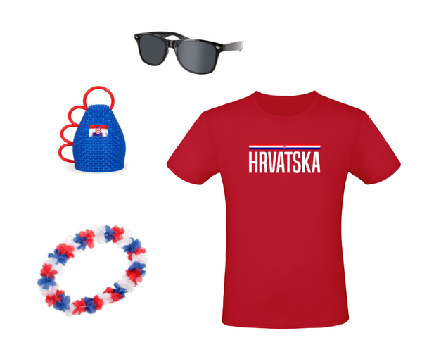 Fanpaket Kroatien T-Shirt Brille Hawaiikette Caxilrola Fanrassel