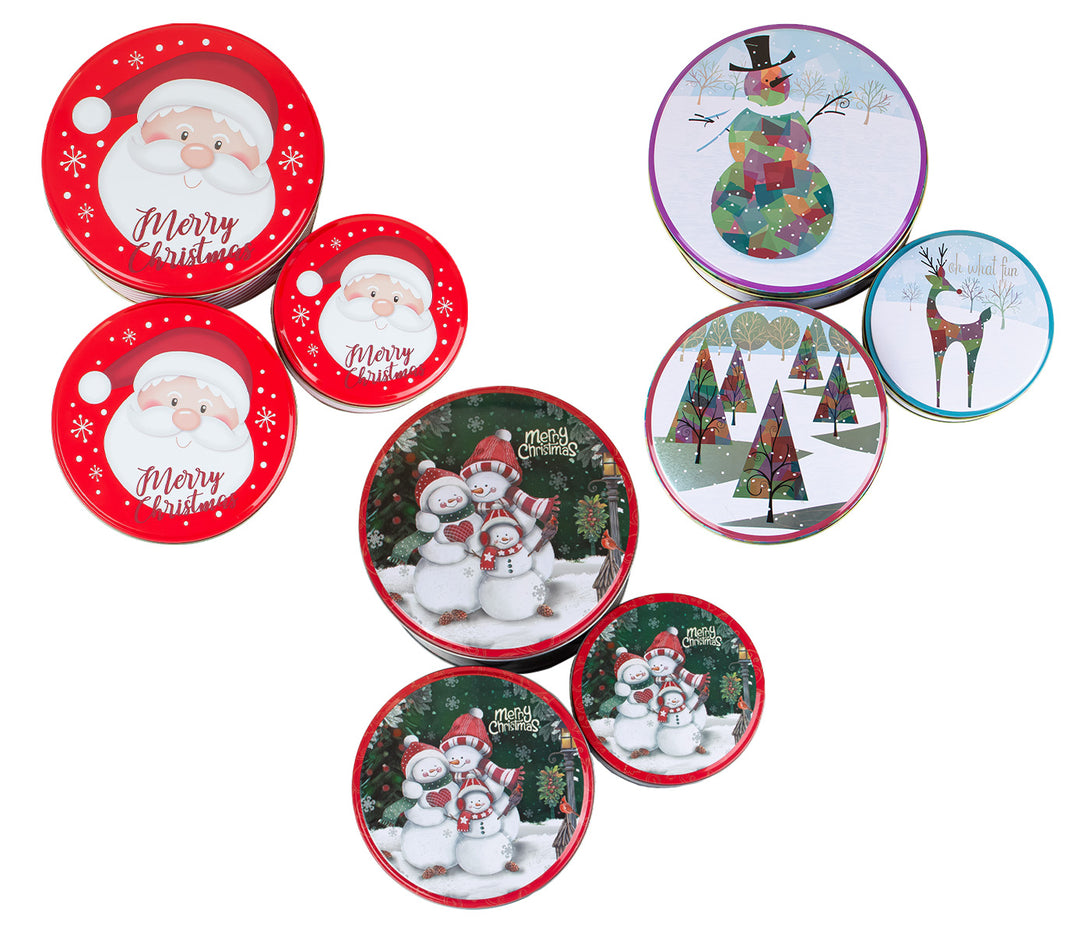 3er Set Keksdosen Weihnachten rund mit Deckel Metall Plätzchendosen We – SoSachen