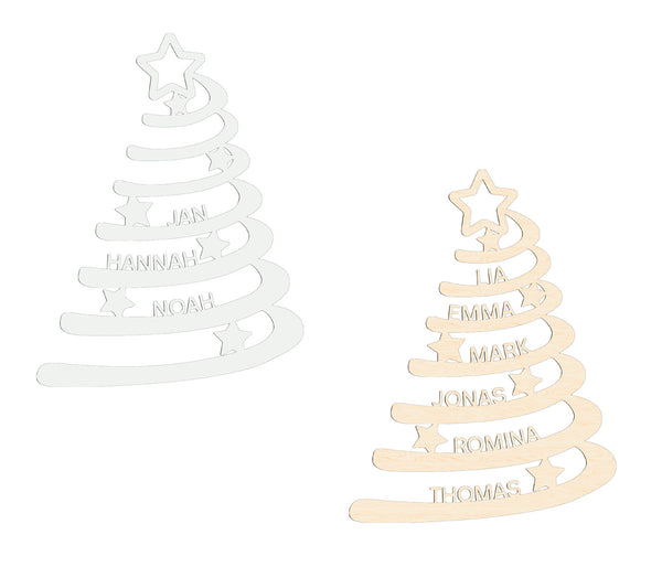 Weihnachtsbaum mit Wunschnamen Deko Holzschild in 15, 20, 25 oder 30 cm  aus Holz oder Plexiglas - Weihnachten Geschenk