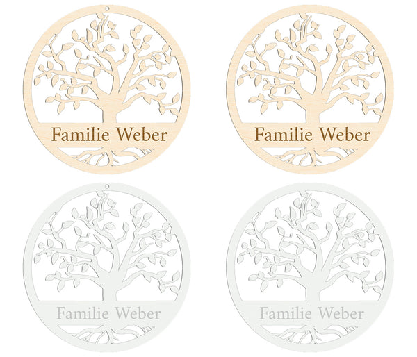 Türschild Familie Baum Holzschild Namen personalisiert Gravur Geschenkidee - Handmade aus Holz oder Plexiglas Durchmesser 20 cm rund