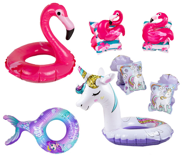 3D-Schwimmring und Schwimmflügel Einhorn Flamingo Meerjungfrau für Kinder inklusive Stopfset - 3-6 Jahre