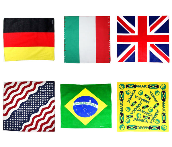 Bandana Nickituch Halstuch Fanschal Länderflagge – 100% Baumwolle – UV/Staub/Windschutz Radfahren Biker Motorrad Laufen Sport Dekoration – 54 x 54 cm