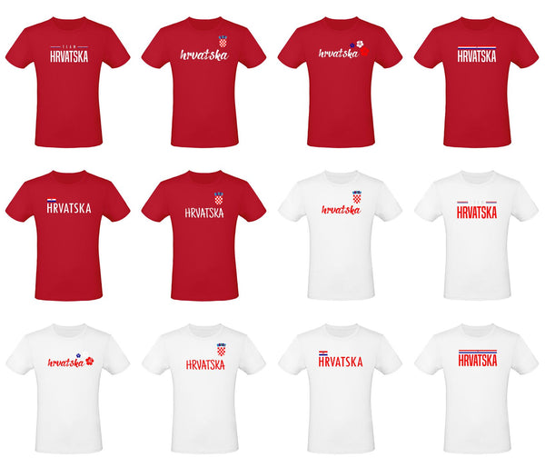 EM Fan Shirt Kroatien Europameisterschaft 100% Baumwolle T-Shirt Rundhals Fanartikel Alle Größen Herren Damen Fan-Shirt