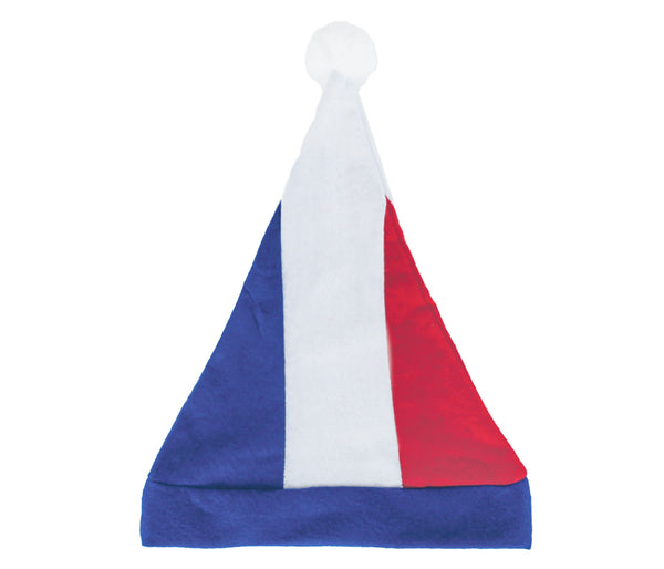 Weihnachtsmann Mütze Weihnachtsmütze Frankreich Equipe Tricolore mit Bommel Fußball Fanartikel Erwachsene - Stretch Nikolausmütze blau weiß rot