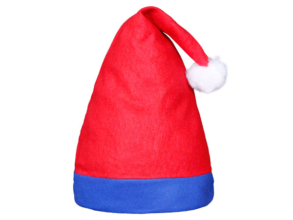 Weihnachtskappe Nikolausmütze rot mit blauem Rand