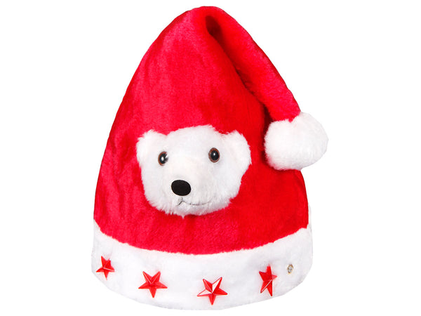 Weihnachtsmütze mit Blinksternen und weißem Bär wm-44a