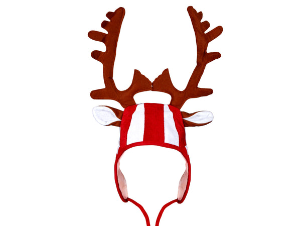 Weihnachtsmütze rot weiß mit Elchgeweih und Ohren wm-82