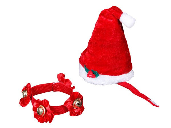 Weihnachtsmütze Rot mit Halsband für Katzen wm-99
