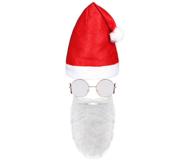 Weihnachtsmütze mit Bart und Brille
