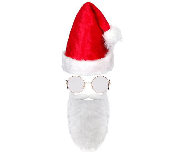 Plüsch Weihnachtsmütze mit Bart und Brille