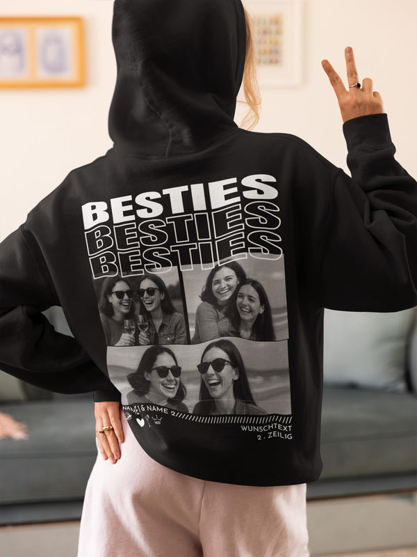 Personalisierter Hoodie Besties | Mit Fotos, Namen & Collage (3–8 Bilder frei wählbar)