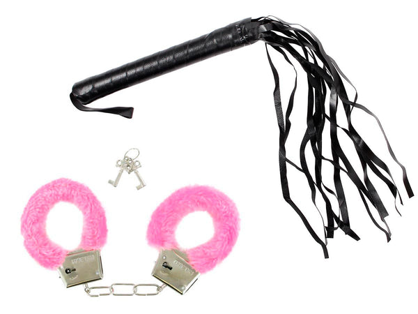Erotik Set mit Handschellen und Peitsche