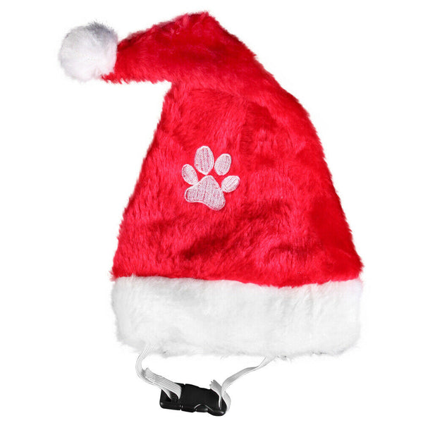 Weihnachtsmütze für Hunde Hundemütze Nikolaus Haustier Mütze Tiermütze Hund Weihnachten mit Verschlussclip Bommel Rot
