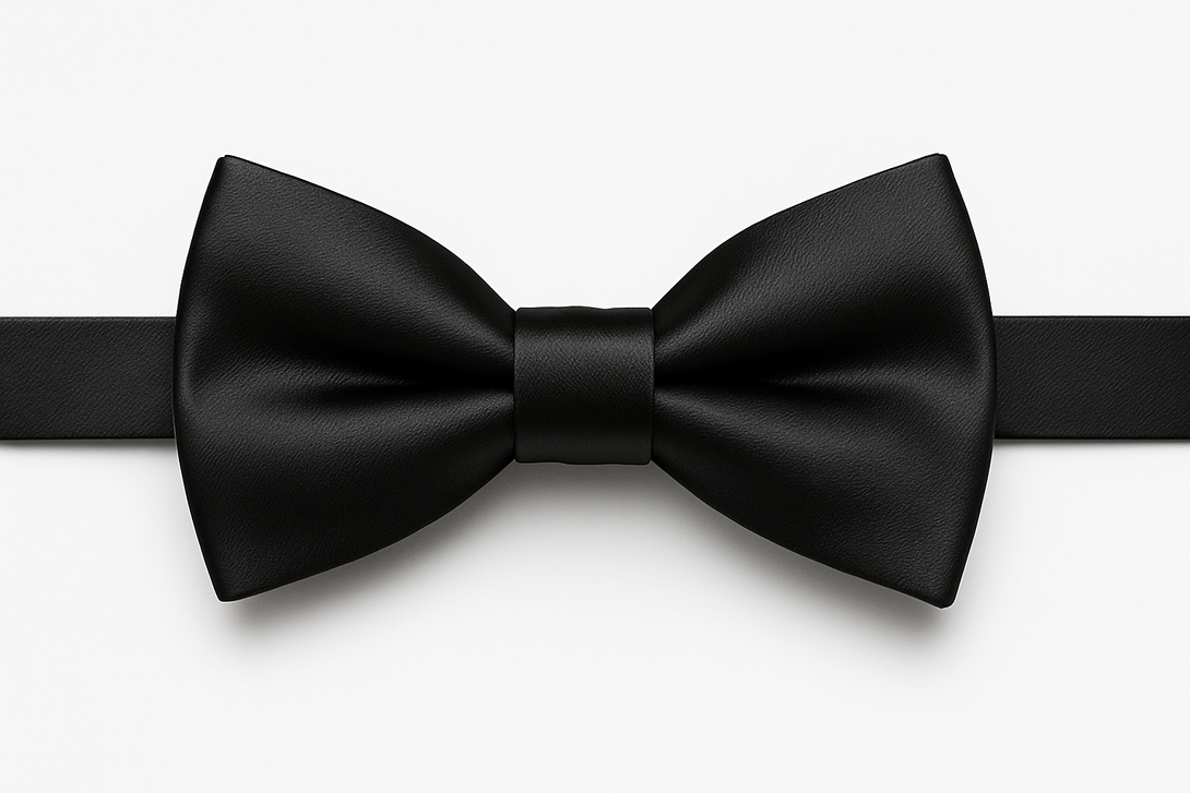 Schwarze fliege aus Satin für den hals als amazon bild