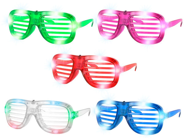 Blinkende LED Atzenbrille Shutter Shades ohne Glas viele Farben