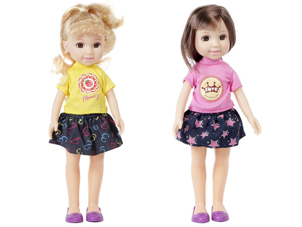 Spielzeug Puppe Mädchen mit Zubehör Spielpuppe 33 cm Mädchenpuppe mit Kleid Bürste und Spiegel von Alsino