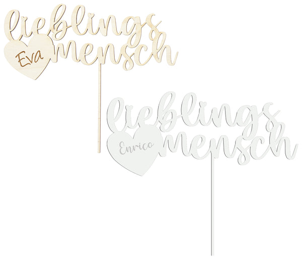 Cake Topper mit Namen - Lieblingsmensch Dekoaccessoire Kuchen Torte