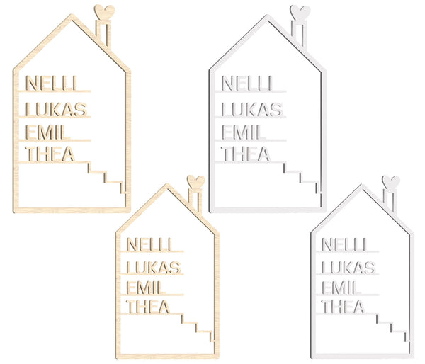 Haus personalisiert mit Namen 20 cm & 30 cm - Geschenkidee Birke Multiplex, Acryl Plexiglas -Dekoration für zu Hause
