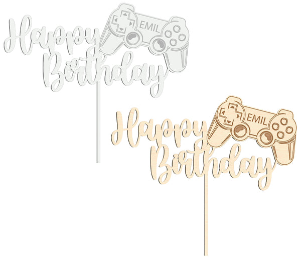 Cake Topper Happy Birthday mit einem Controller personalisiert mit Wunschnamen