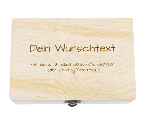 Holzkiste mit Gravur Geschenkbox Personalisiertes Geschenk Holzbox Deckel Aufbewahrungsbox Wunschtext
